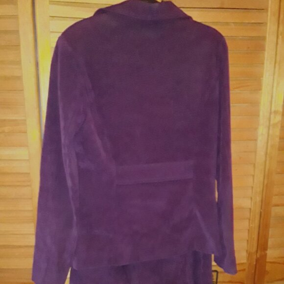 CATO SZ 8 Purple Suede Jacket & Midi Skirt Suit Set Business Career Soft! - Picture 12 of 12